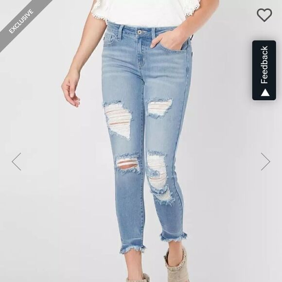 Kancan Distressed Denim Ankle Skinny Jeans Size 26 - Picture 1 of 8